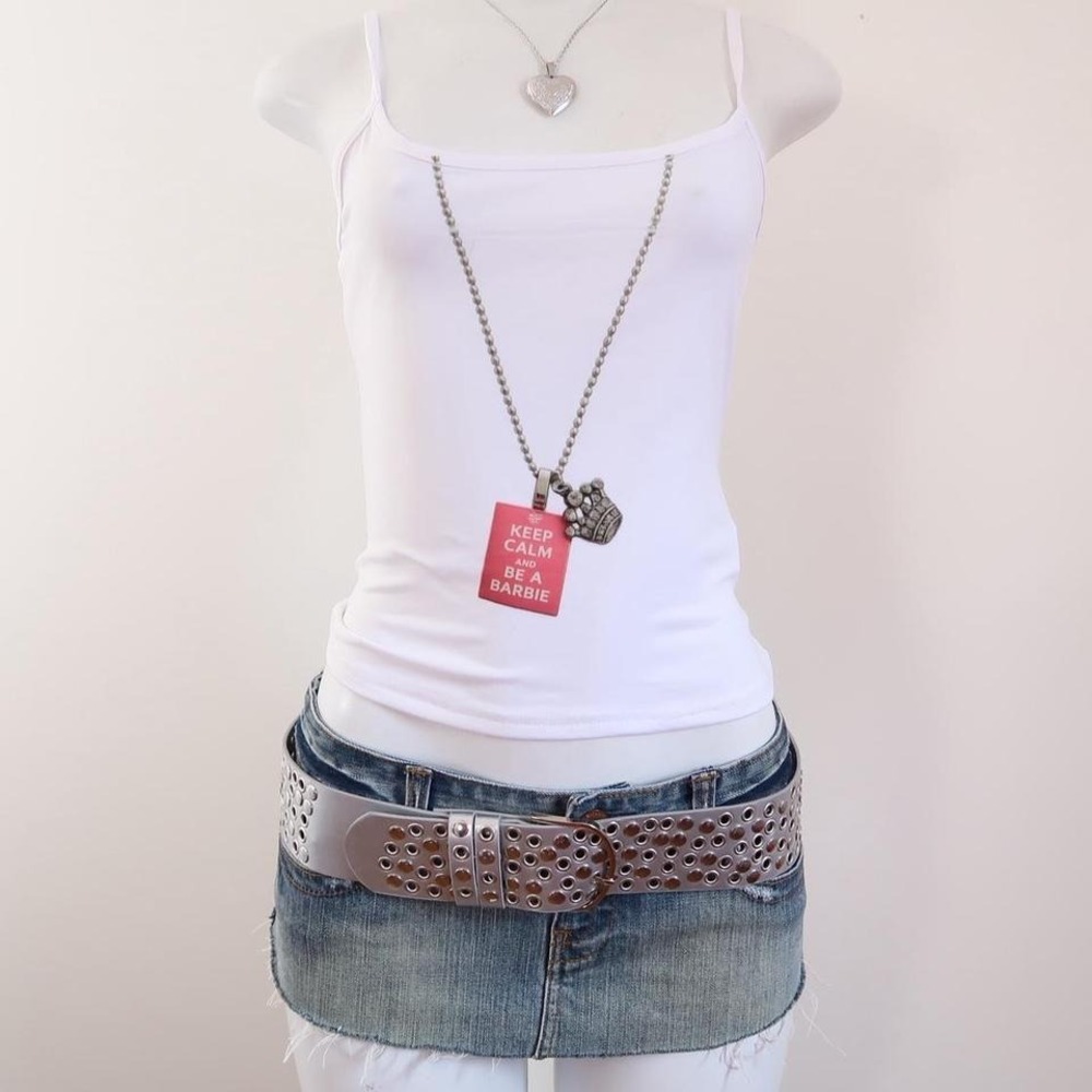 y2k keep calm be a barbie cami pink graphic spaghetti strap‎ S
